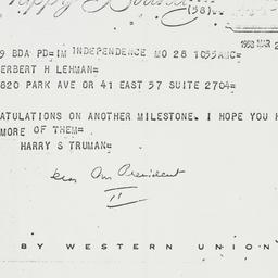 Telegram: 1958 March 28