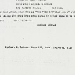 Telegram: 1959 May 8