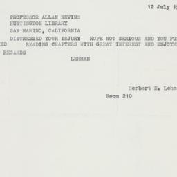 Telegram: 1962 July 12