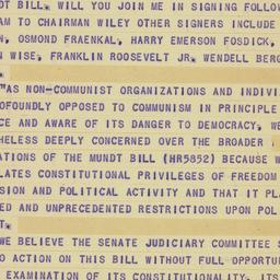Telegram: 1948 May 22