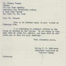 Letter: 1952 February 29