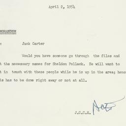 Memorandum: 1954 April 2