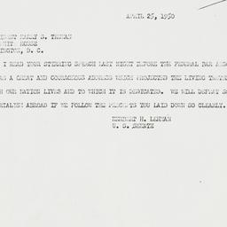 Telegram: 1950 April 25