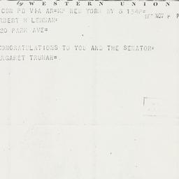 Telegram: 1950 November 8