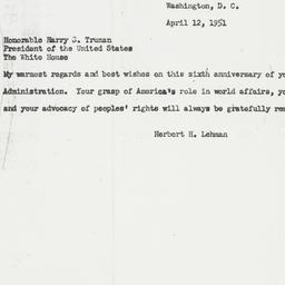 Telegram: 1951 April 12