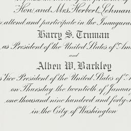 Invitation: 1949 January 20