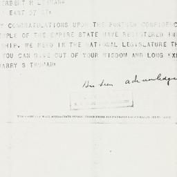 Telegram: 1949 November 8