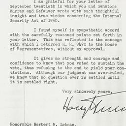 Letter: 1950 September 27