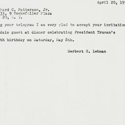 Telegram: 1954 April 20