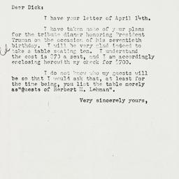 Letter: 1954 April 22