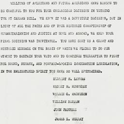 Telegram: 1952 June 25