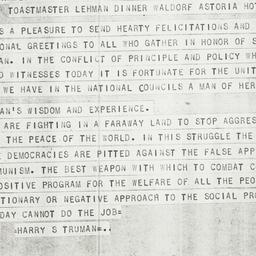 Telegram: 1951 February 6