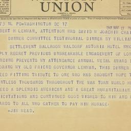 Telegram: 1947 May 17