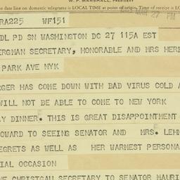 Telegram: 1963 March 27