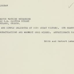 Telegram: 1960 November 9