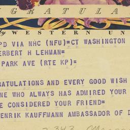 Telegram: 1948 March 28