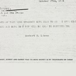 Telegram: 1938 October 27