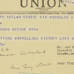 Telegram: 1949 November 9