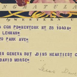 Telegram: 1953 March 28