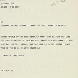 Telegram: 1963 March 27