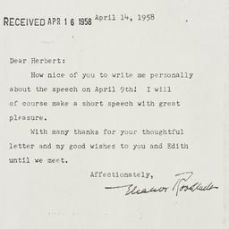 Letter: 1958 April 14