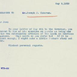 Letter: 1939 May 9