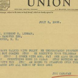 Telegram: 1933 July 3