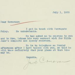 Letter: 1933 July 1
