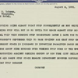 Telegram: 1931 August 4