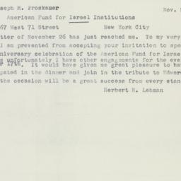 Telegram: 1951 November 29