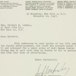 Letter: 1947 November 19