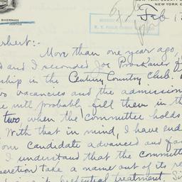 Letter: 1929 February 13