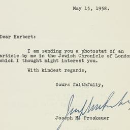 Letter: 1958 May 15