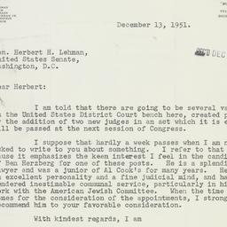Letter: 1951 December 13