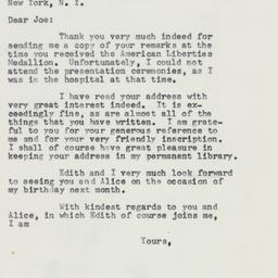 Letter: 1958 February 25