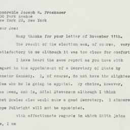 Letter: 1960 November 15