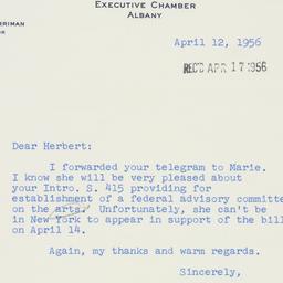 Telegram: 1956 April 12