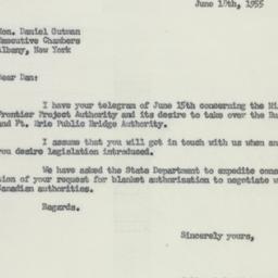 Telegram: 1955 June 18
