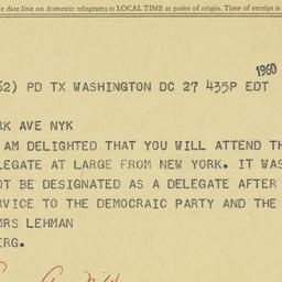 Telegram: 1960 June 27