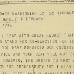 Telegram: 1956 August 22
