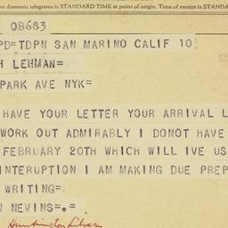 Telegram: 1958 November 11