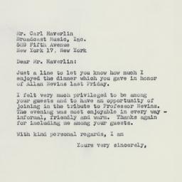 Letter: 1958 May 26