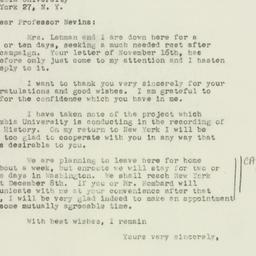 Letter: 1949 November 26