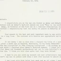 Letter: 1954 February 17