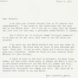 Letter: 1957 March 8