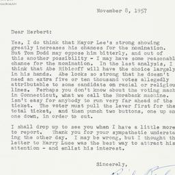 Letter: 1957 November 8
