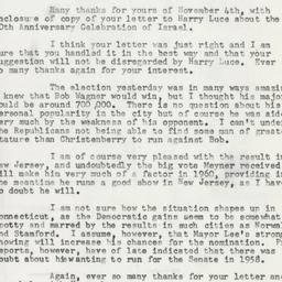 Letter: 1957 November 6