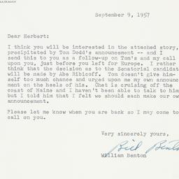Letter: 1957 September 9