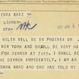 Telegram: 1957 January 5