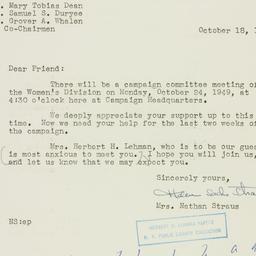 Letter: 1949 October 18